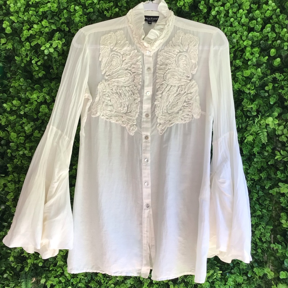 ADELE FADO Cream Embroidered Blouse